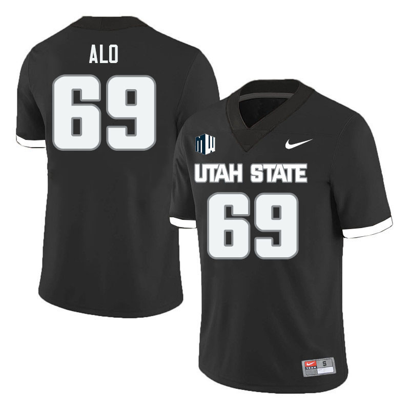 Utah State Aggies #69 Falepule Alo College Football Jerseys Stitched Sale-Black